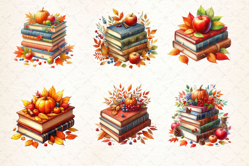 Autumn Books Clipart Bundle 4 - CraftNest - Digital Crafting and Art