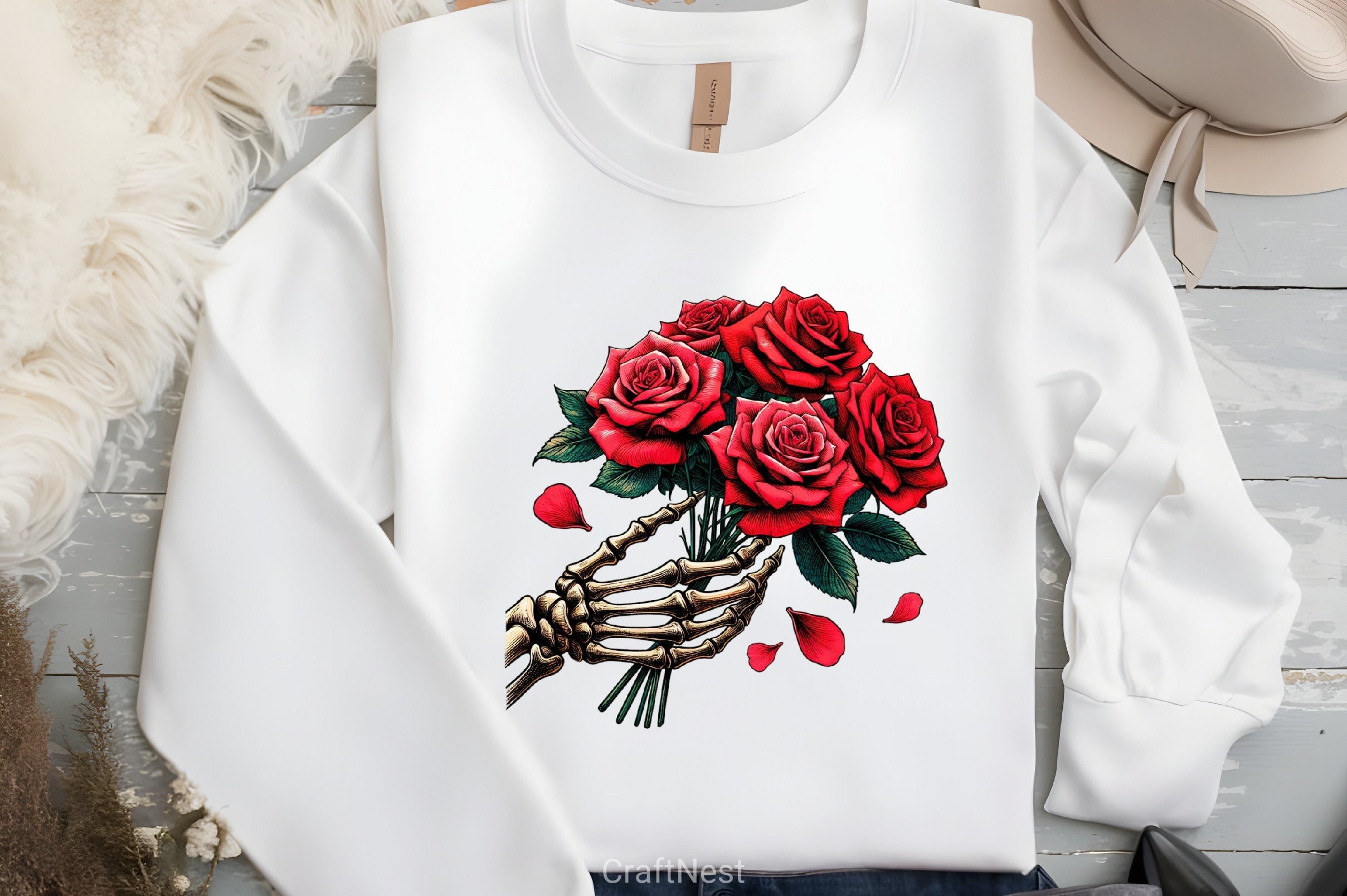 Roses Bouquet Skeleton Hand Clipart Bundle 6 - CraftNest - Digital Crafting and Art