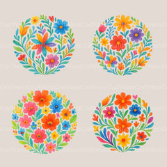 Mexican Flowers Circle Clipart Bundle - CraftNest - Digital Crafting and Art