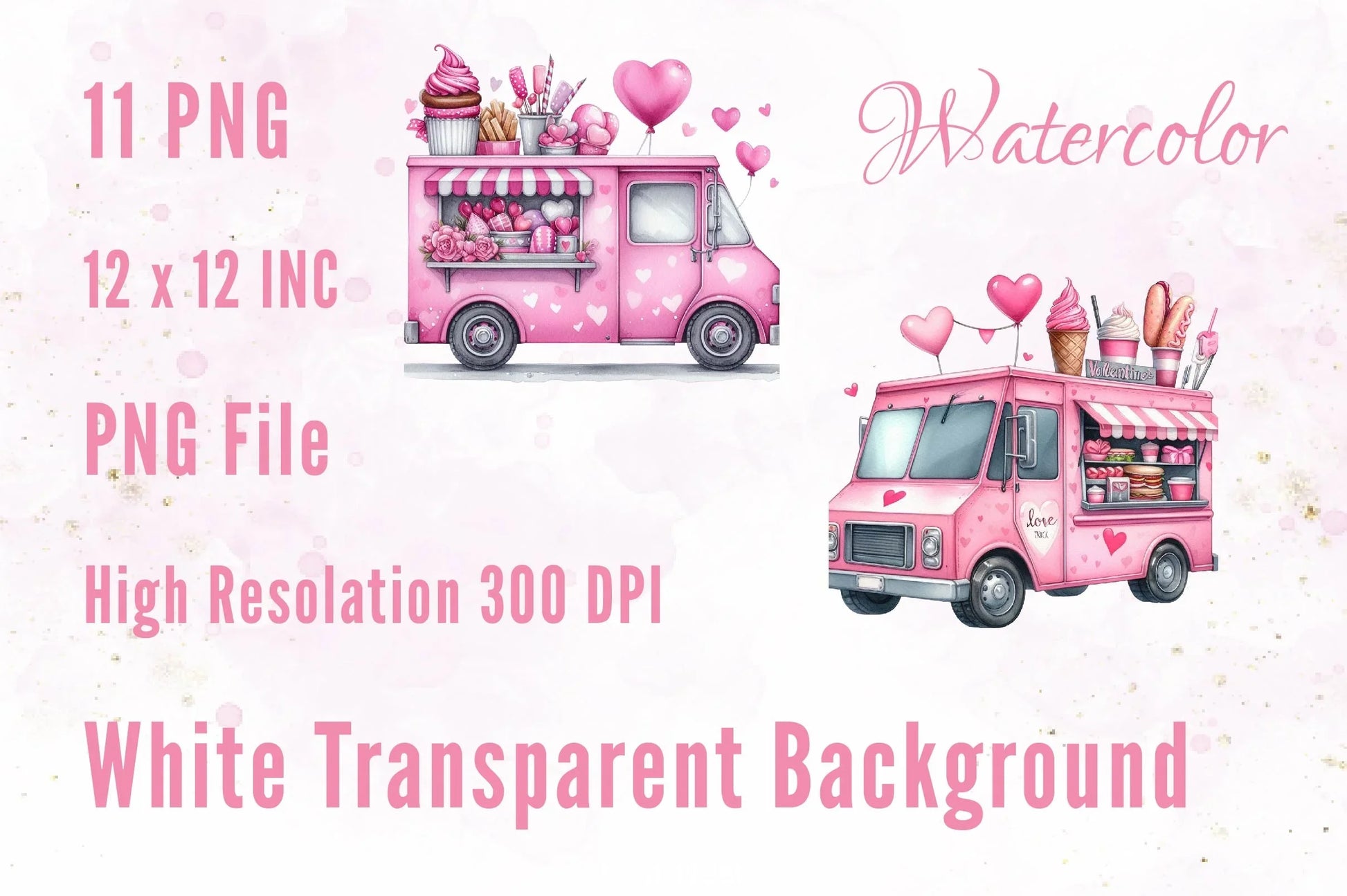 Pink Valentine Food Truck Clipart Bundle - CraftNest - Digital Crafting and Art