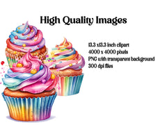 Rainbow Cupcakes Clipart - CraftNest