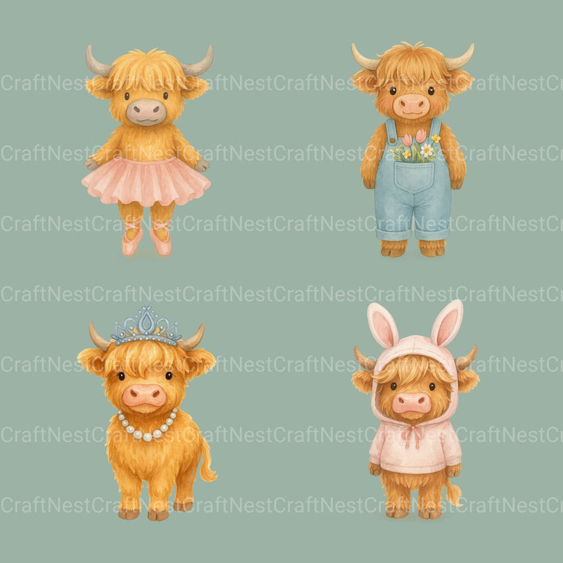 Highland Cows 1 Clipart Bundle - CraftNest - Digital Crafting and Art
