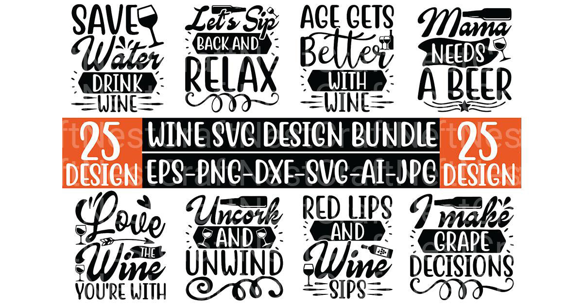 Wine SVG Bundle 3 - CraftNest - Digital Crafting and Art