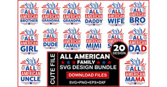 All American Family SVG Bundle - CraftNest - Digital Crafting and Art