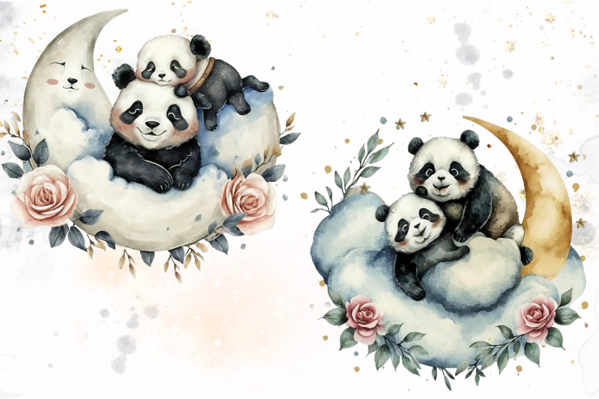 Panda On The Moon Clipart Bundle - CraftNest - Digital Crafting and Art