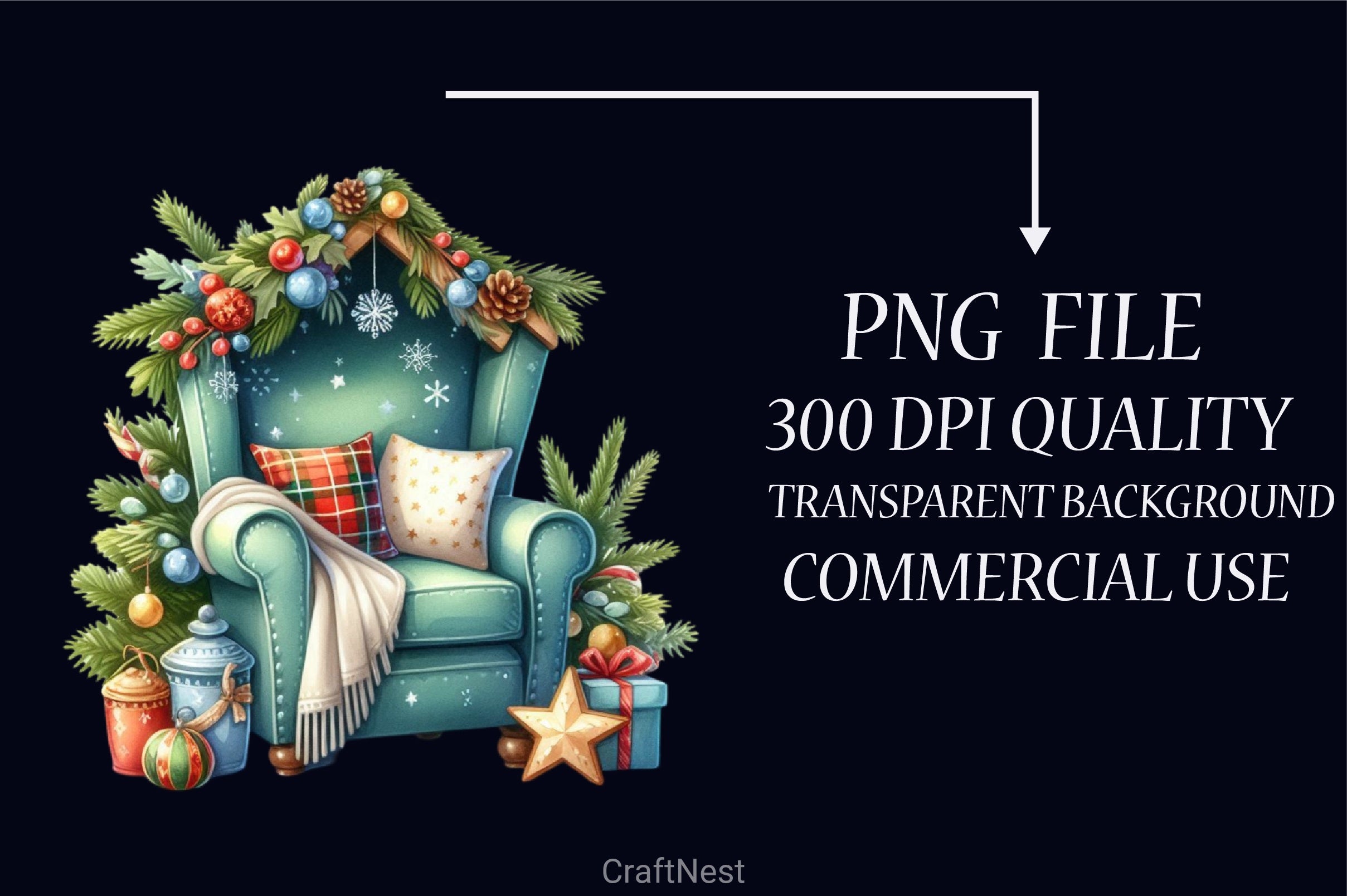 Christmas Armchairs Clipart Bundle - CraftNest - Digital Crafting and Art