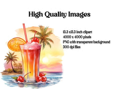 Tropical Beach Cocktails Clipart - CraftNest