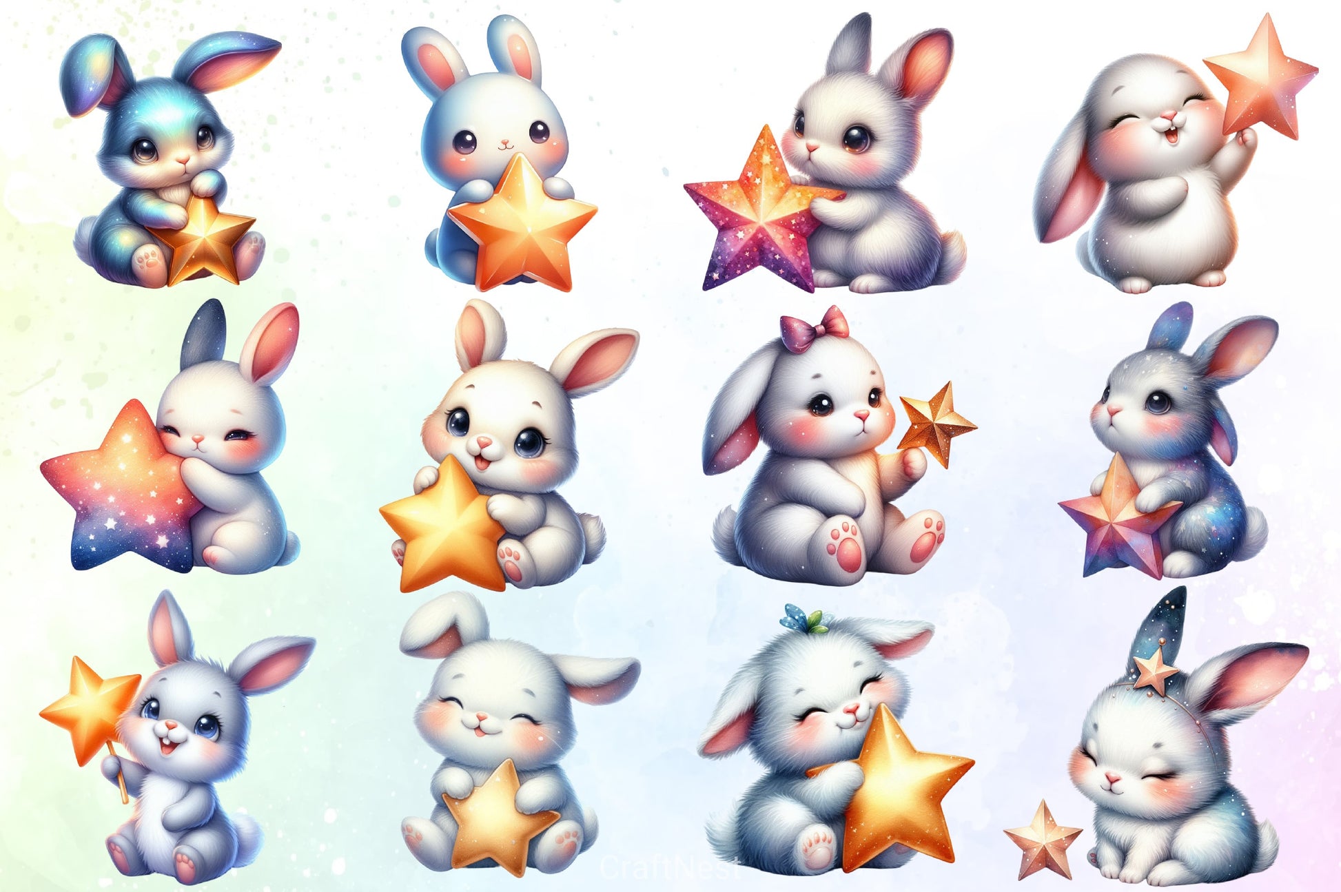 Bunny Star Clipart Bundle - CraftNest - Digital Crafting and Art