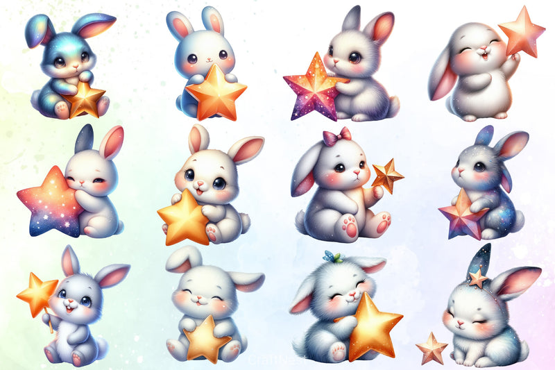 Bunny Star Clipart Bundle - CraftNest - Digital Crafting and Art