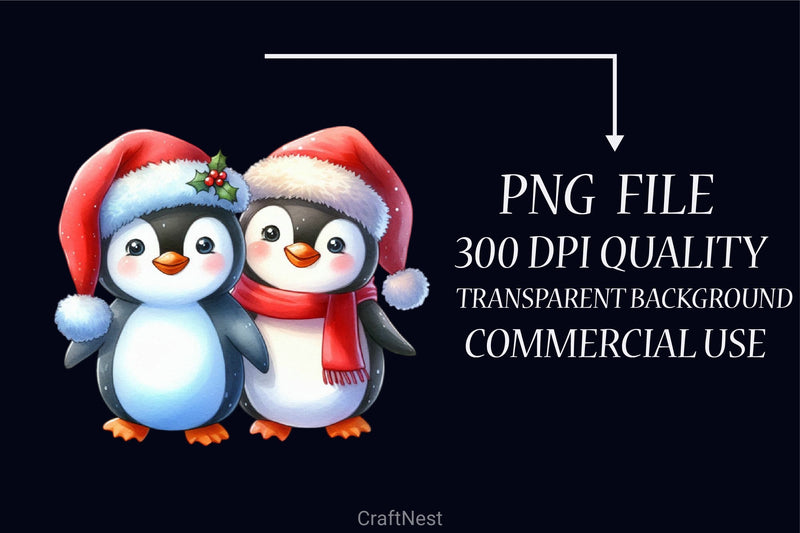 Christmas Penguin Couple Clipart Bundle - CraftNest - Digital Crafting and Art