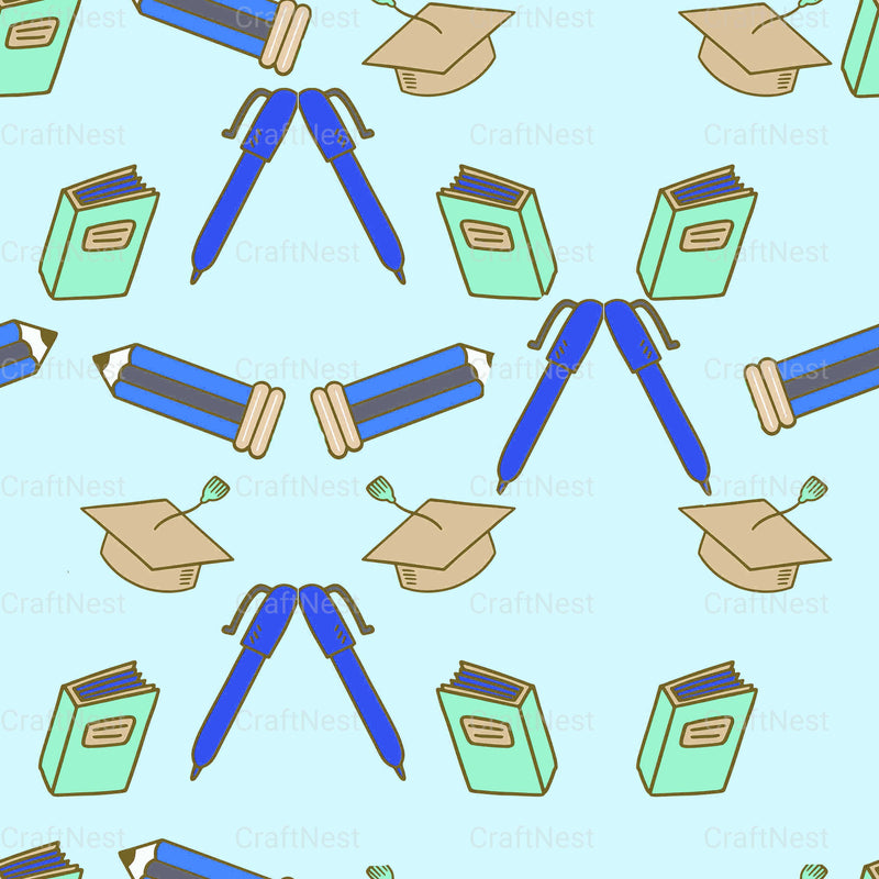 Back to School Green Digital Paper - CraftNest - Digital Crafting and Art