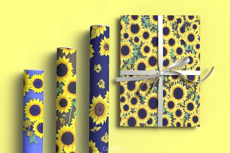 Sunflower Bees Digital Paper - CraftNest - Digital Crafting and Art