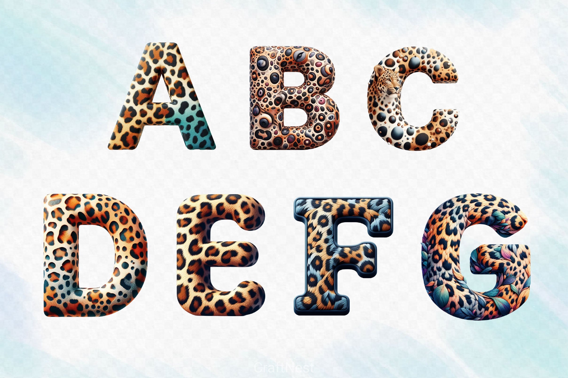 Leopard Alphabet Clipart Bundle - CraftNest - Digital Crafting and Art