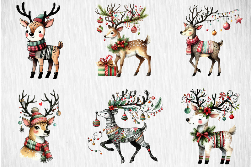 Christmas Reindeer Clipart Bundle 2 - CraftNest - Digital Crafting and Art