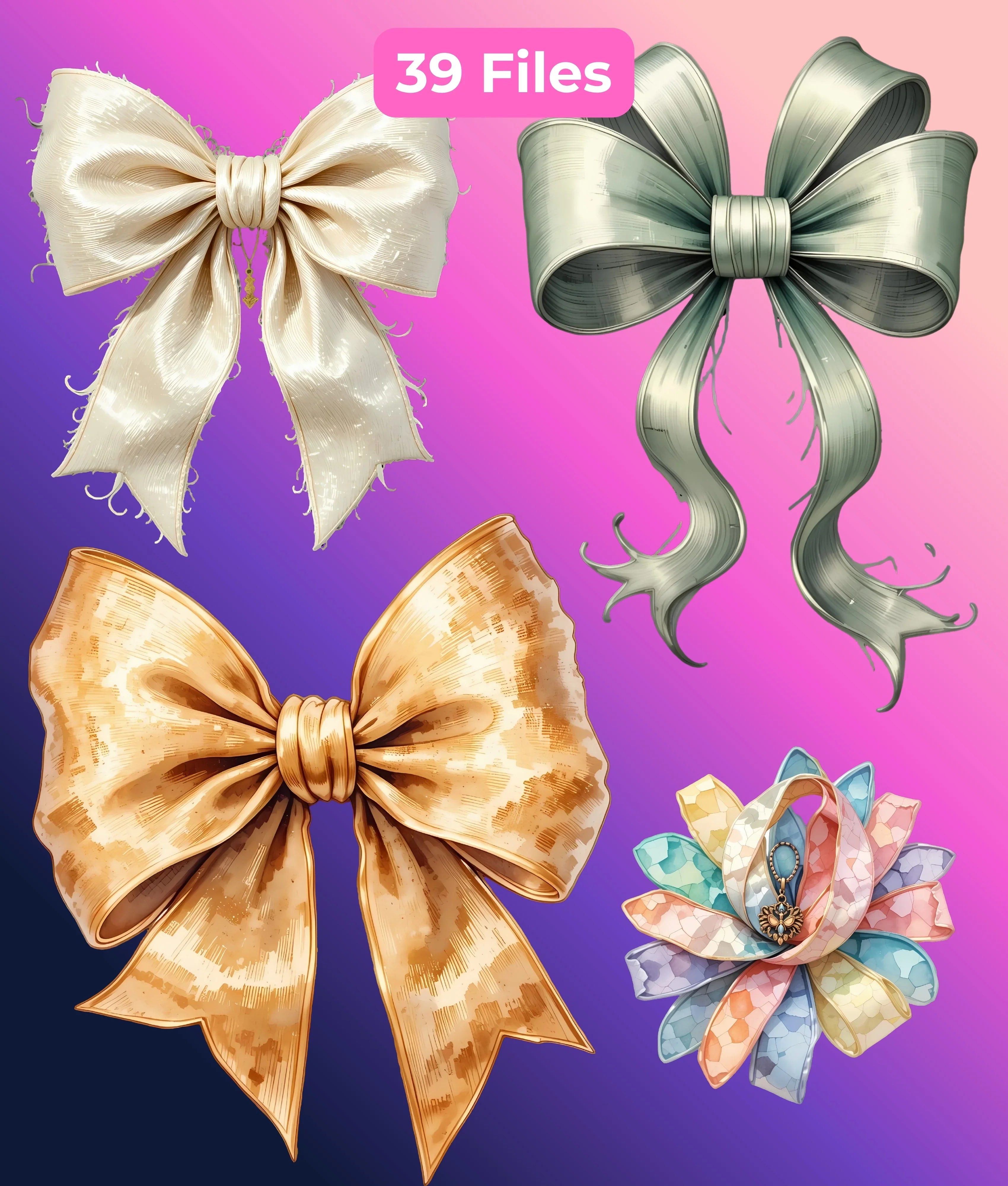 Messy Coquette Holiday Bows Clipart Bundle - CraftNest - Digital Crafting and Art