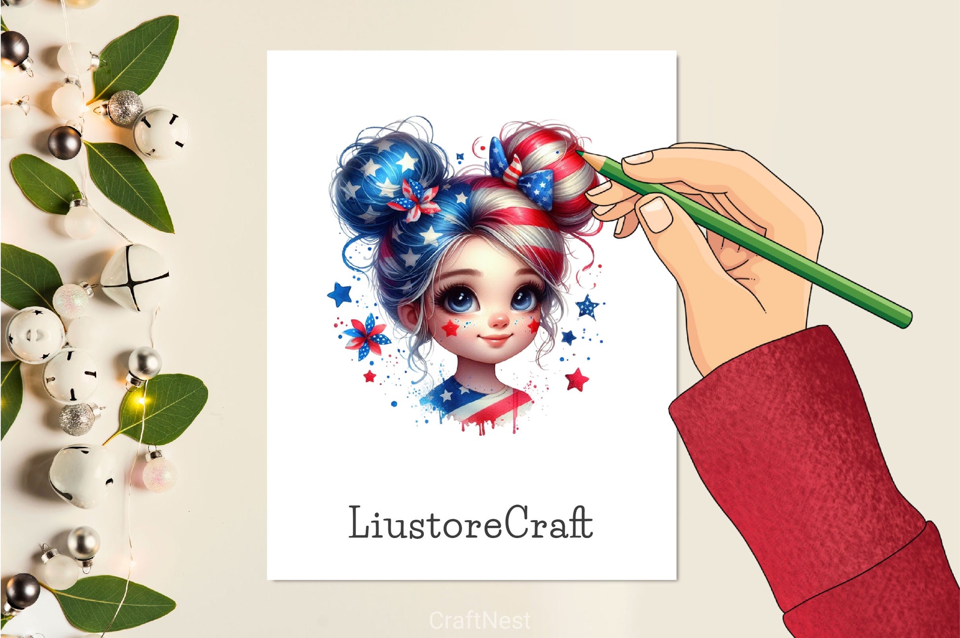 Patriot Girl Face Clipart Bundle 2 - CraftNest - Digital Crafting and Art