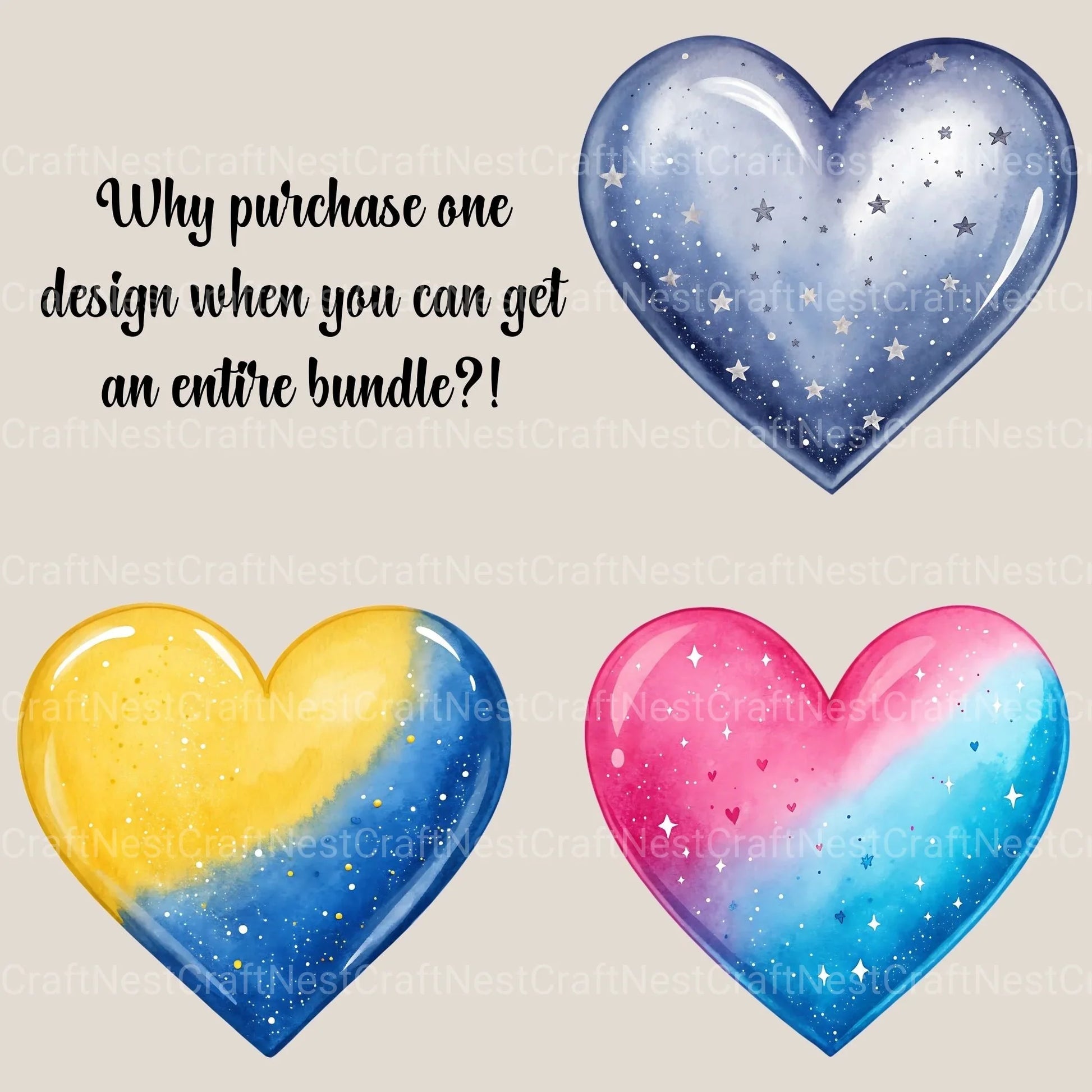 Glitter Hearts Clipart Bundle - CraftNest - Digital Crafting and Art