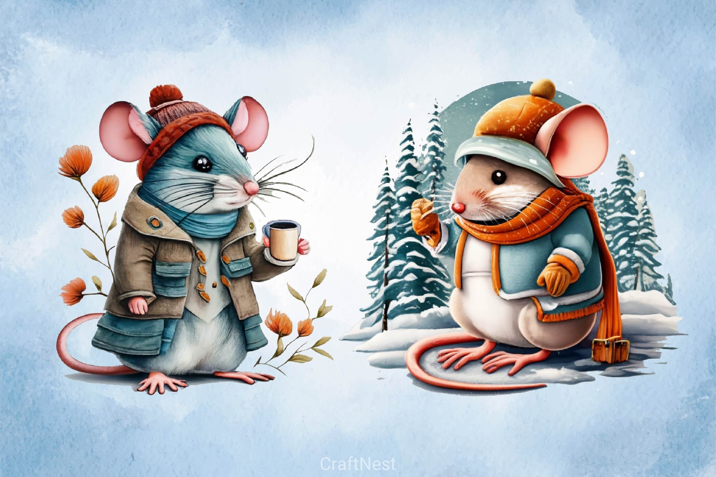 Christmas Mouse Clipart Bundle 2 - CraftNest - Digital Crafting and Art