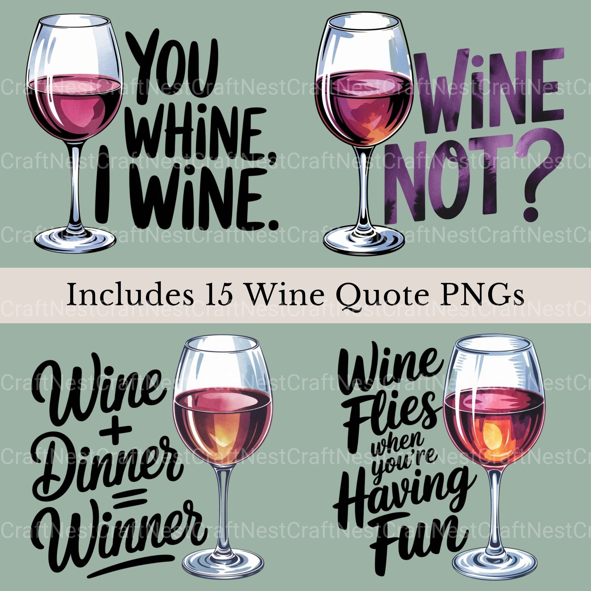 Wine Quotes Clipart Bundle - CraftNest - Digital Crafting and Art