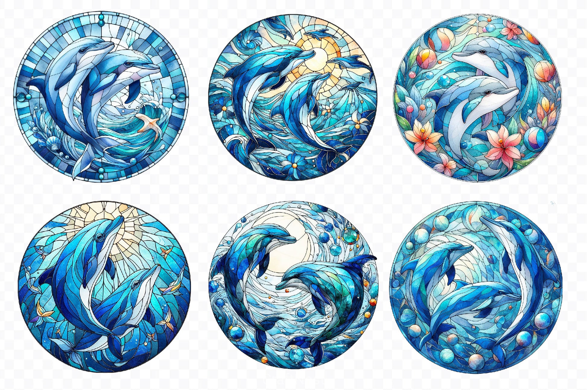 Stained Glass Dolphin Clipart Bundle - CraftNest - Digital Crafting and Art