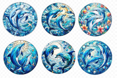 Stained Glass Dolphin Clipart Bundle - CraftNest - Digital Crafting and Art