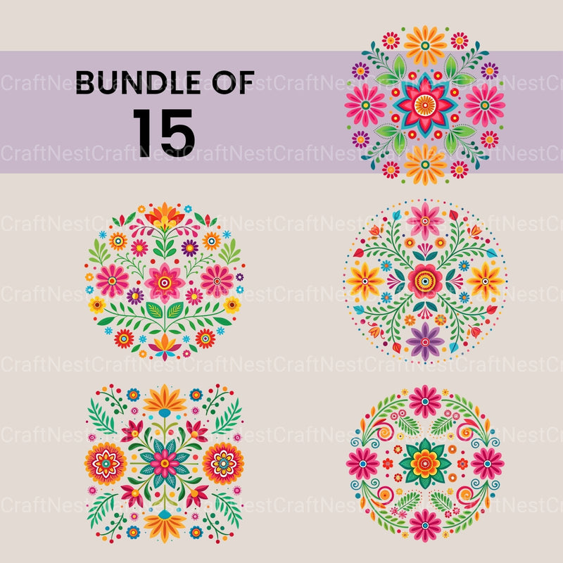 Mexican Embroidery Clipart Bundle - CraftNest - Digital Crafting and Art