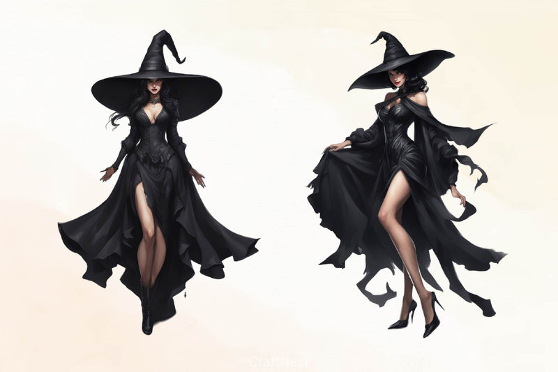 Halloween Black Witch Clipart Bundle - CraftNest - Digital Crafting and Art