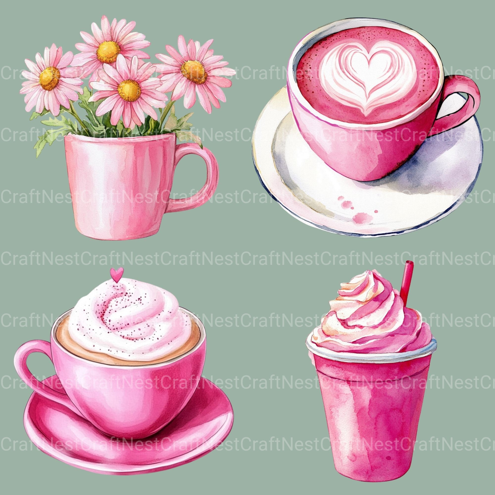 Coffee Pink 2 Clipart Bundle - CraftNest - Digital Crafting and Art