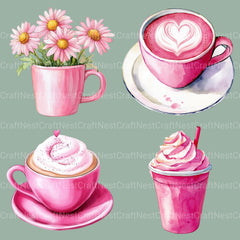Coffee Pink 2 Clipart Bundle - CraftNest - Digital Crafting and Art