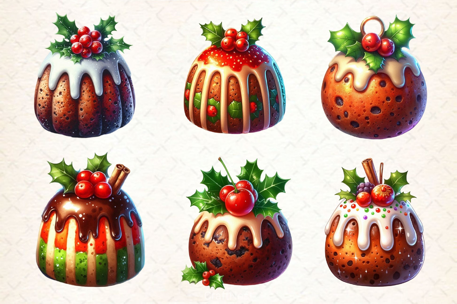Christmas Pudding Clipart Bundle - CraftNest - Digital Crafting and Art
