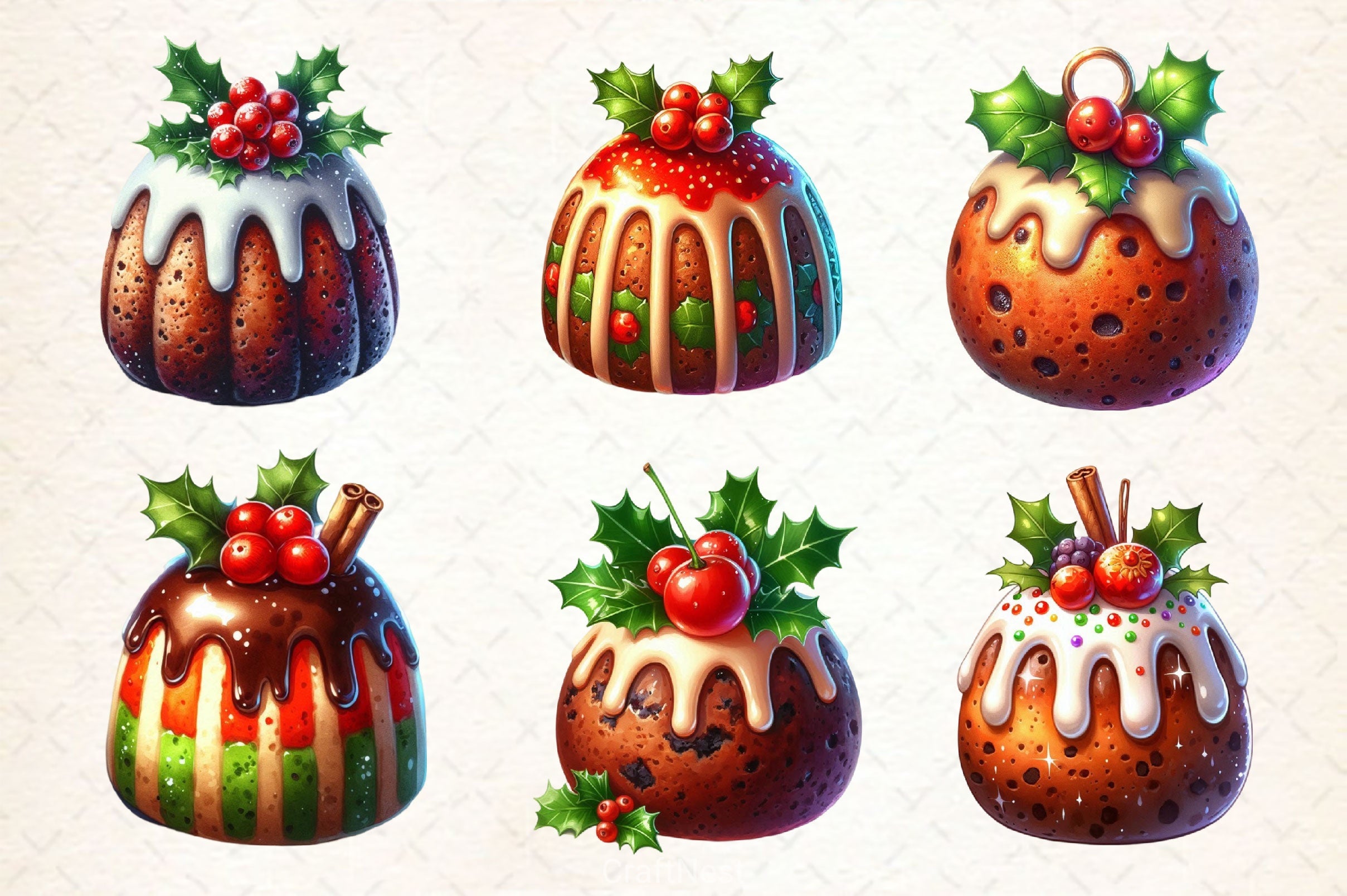 Christmas Pudding Clipart Bundle - CraftNest - Digital Crafting and Art