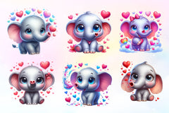 Cute Elephant Blowing Hearts Clipart Bundle - CraftNest - Digital Crafting and Art
