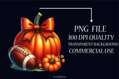 Halloween Football Pumpkin Clipart Bundle - CraftNest - Digital Crafting and Art