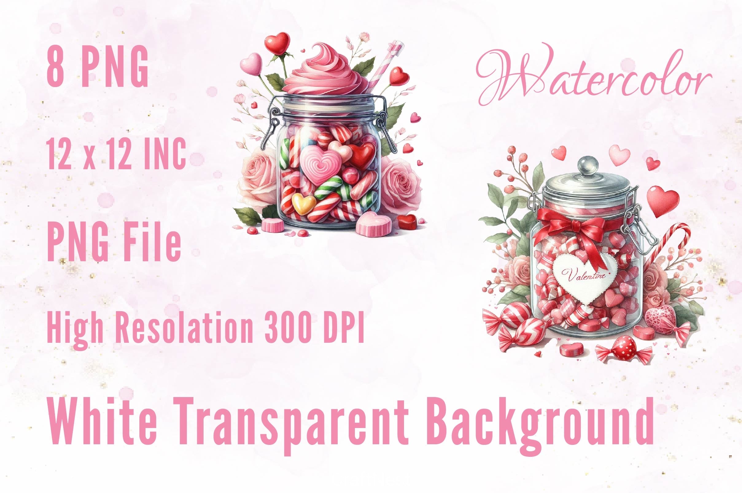 Sweet Candy In Jar Valentines Clipart Bundle - CraftNest - Digital Crafting and Art