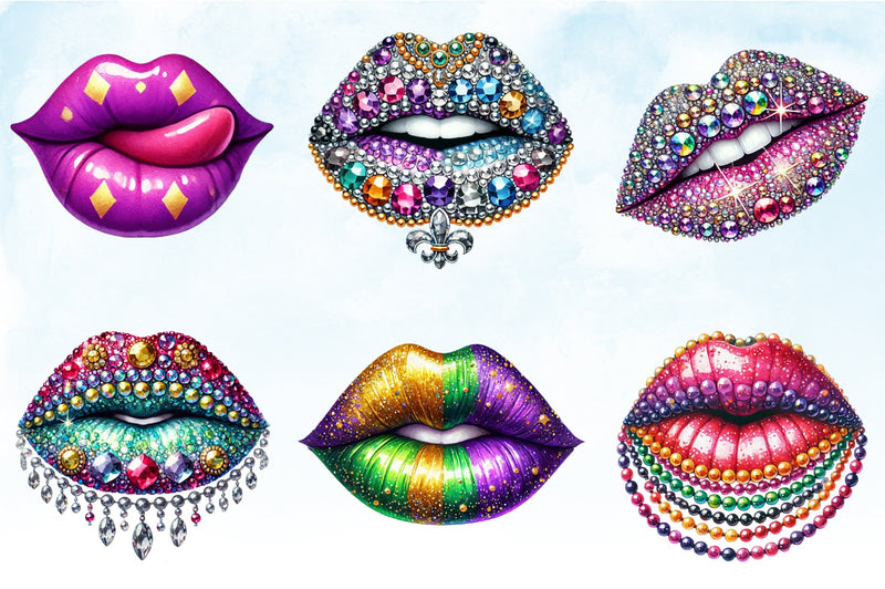Mardi Gras Lips Clipart Bundle 5 - CraftNest - Digital Crafting and Art