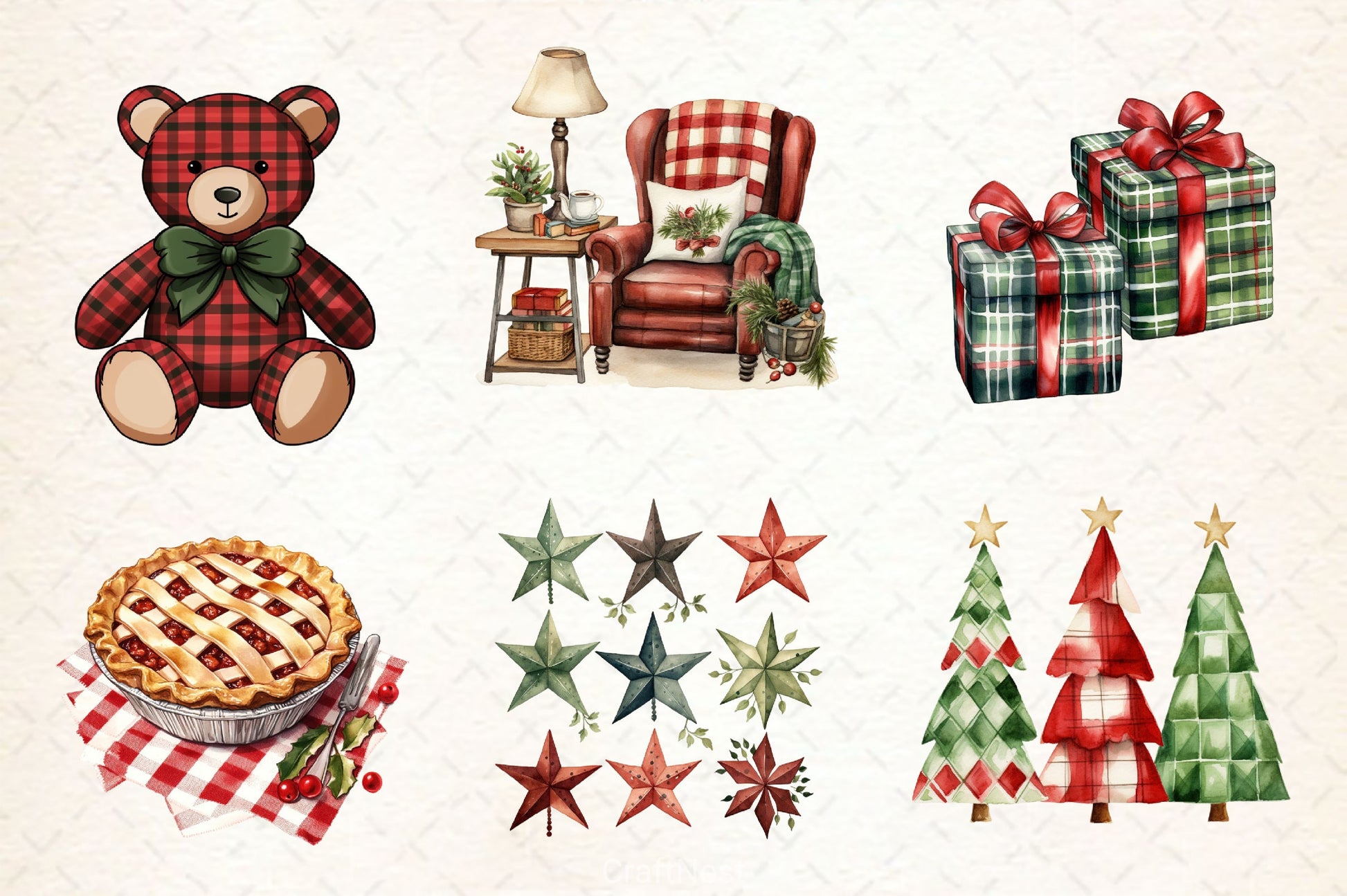 Buffalo Plaid Christmas Clipart Bundle 2 - CraftNest - Digital Crafting and Art