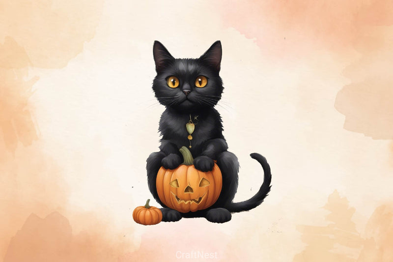 Halloween Black Cat Clipart Bundle 8 - CraftNest - Digital Crafting and Art