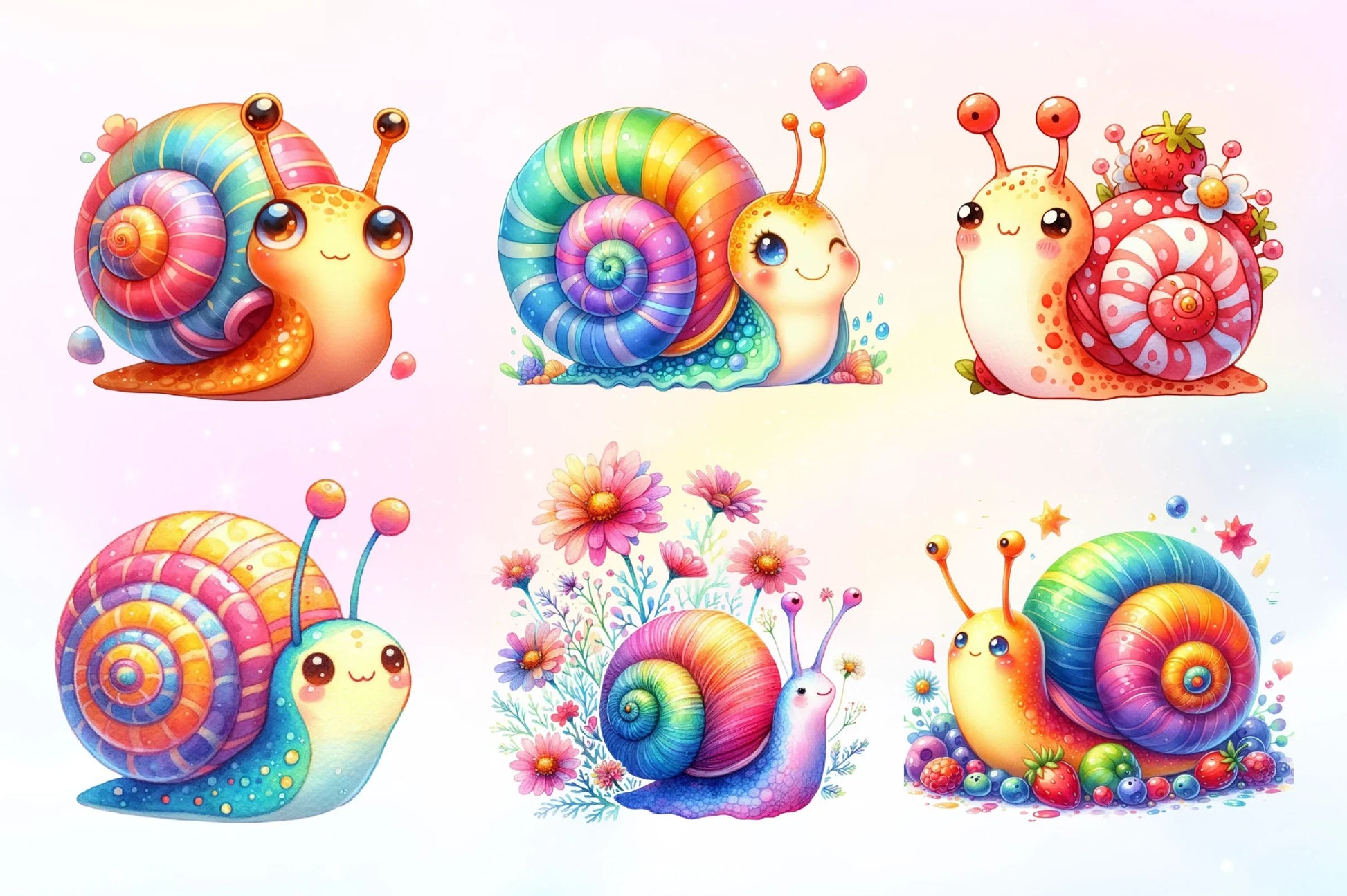Cute Snail Clipart Bundle - CraftNest - Digital Crafting and Art