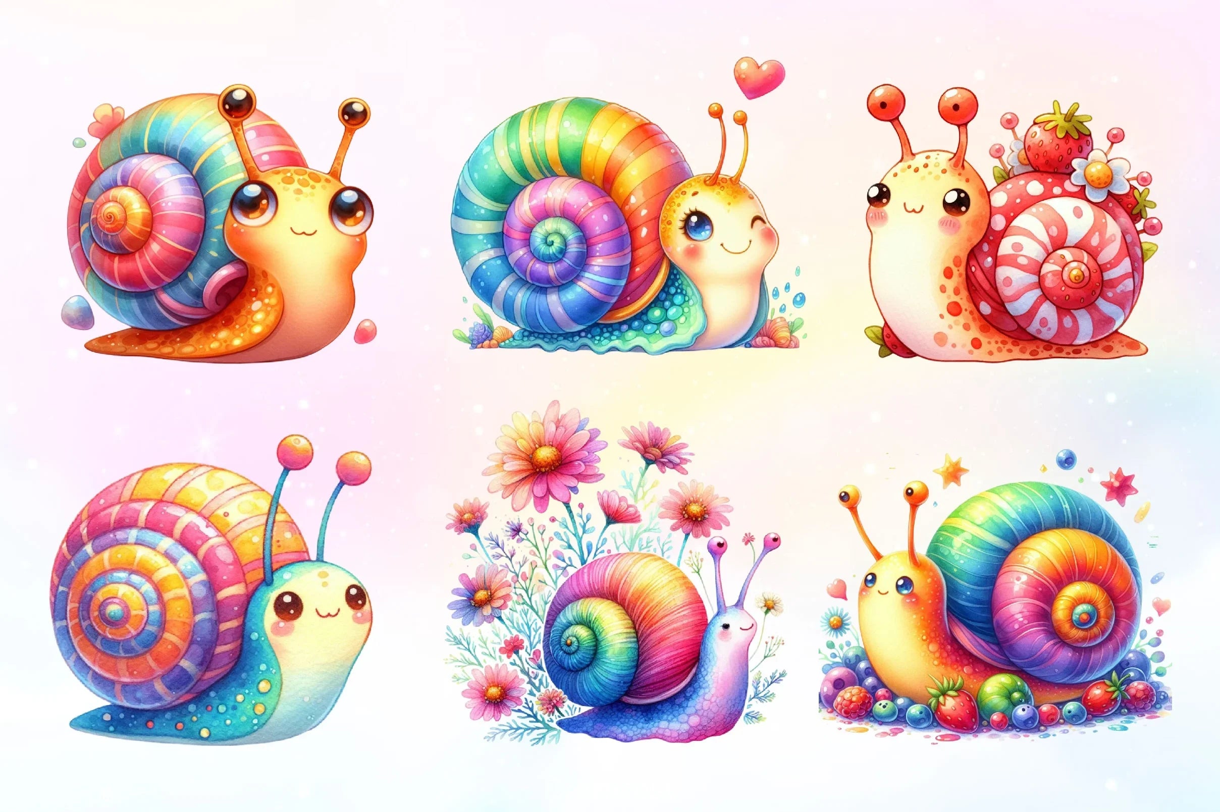 Cute Snail Clipart Bundle - CraftNest - Digital Crafting and Art