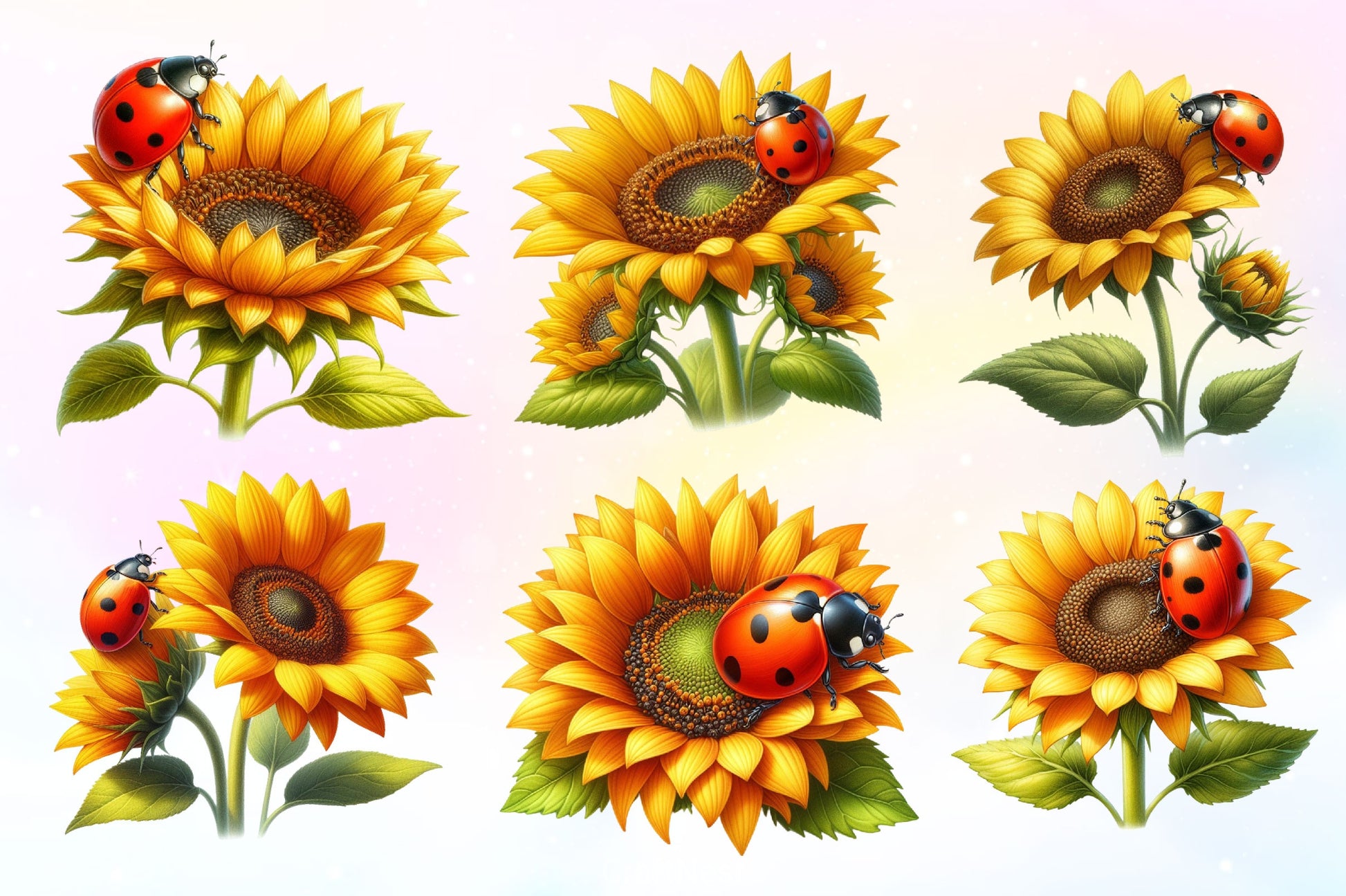 Sunflower & Ladybug Clipart Bundle 2 - CraftNest - Digital Crafting and Art