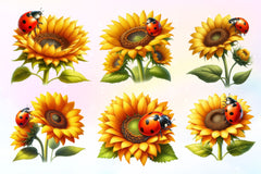 Sunflower & Ladybug Clipart Bundle 2 - CraftNest - Digital Crafting and Art