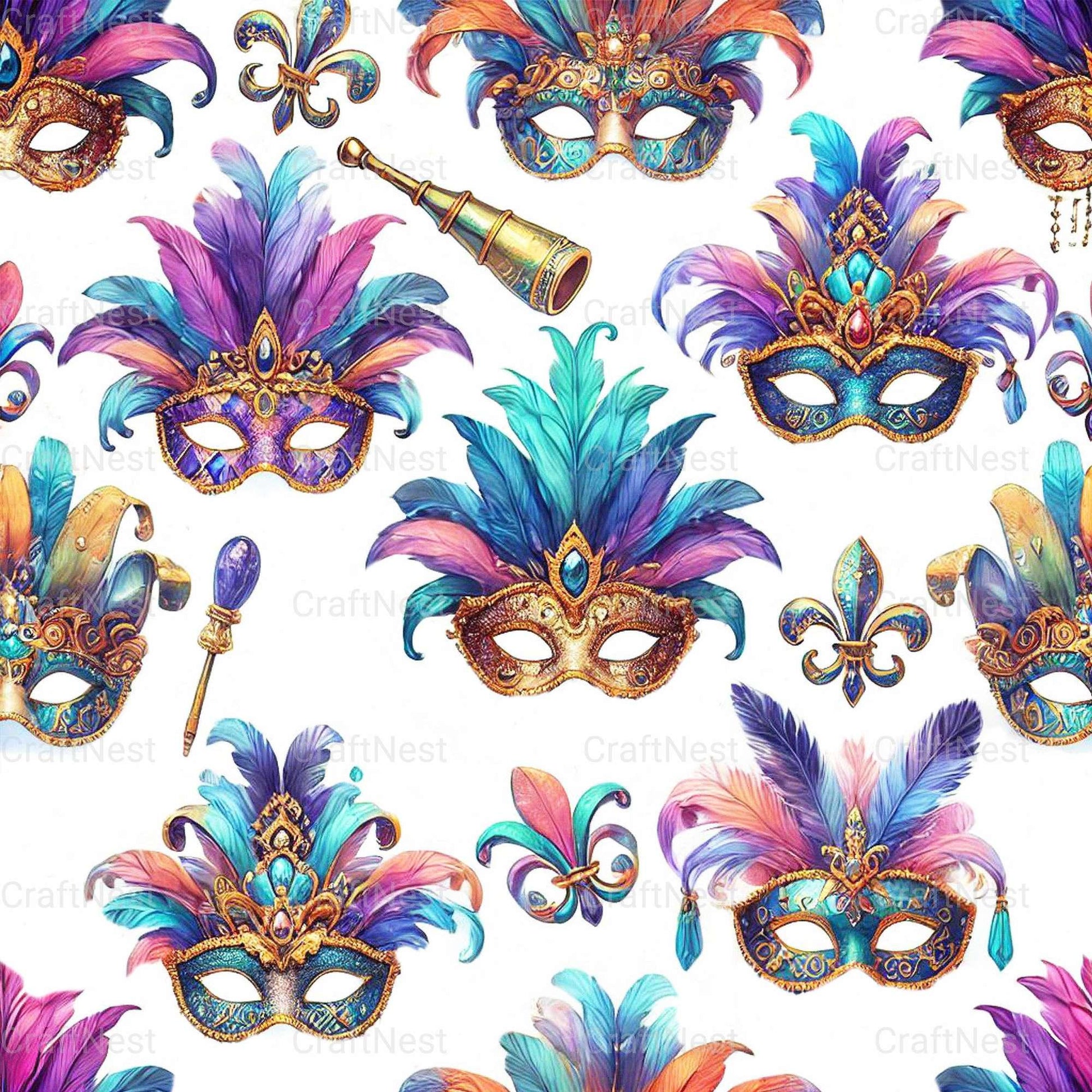 Mardi Gras Seamless Digital Paper - CraftNest - Digital Crafting and Art