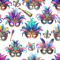 Mardi Gras Seamless Digital Paper - CraftNest - Digital Crafting and Art