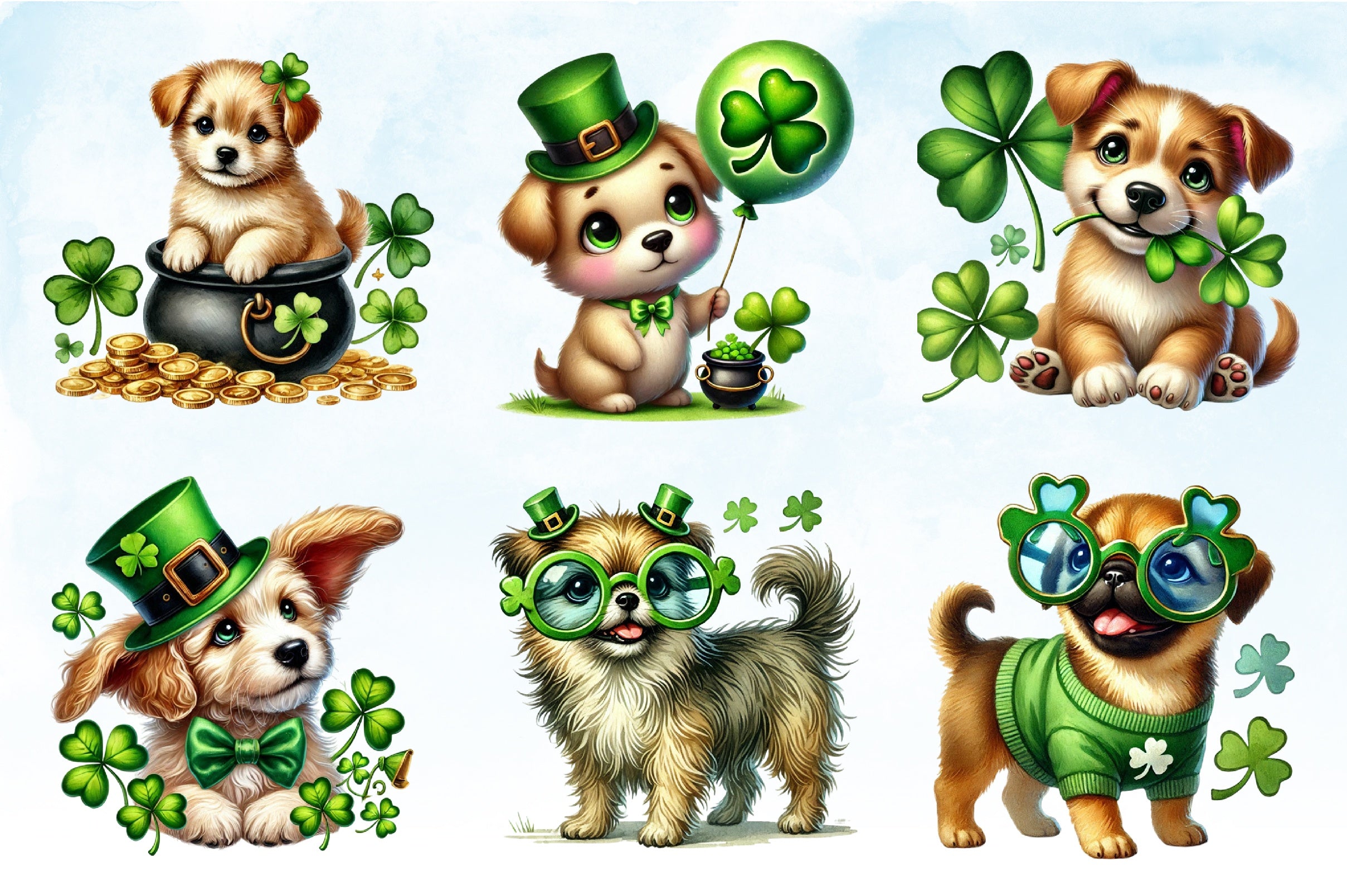 St Patrick's Day Dogs Clipart Bundle - CraftNest - Digital Crafting and Art