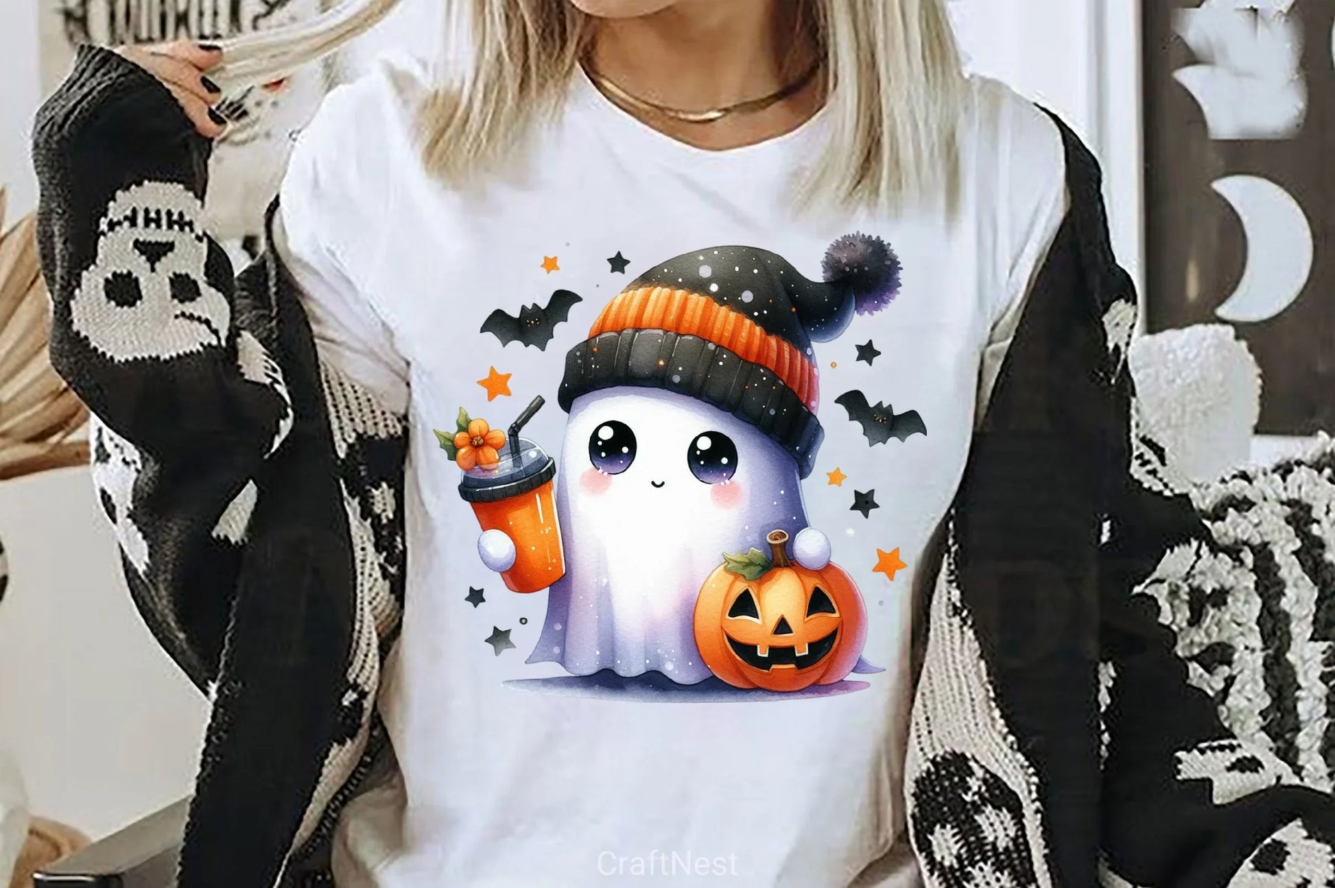 Cute Ghost Cute Halloween Clipart Bundle 13 - CraftNest - Digital Crafting and Art