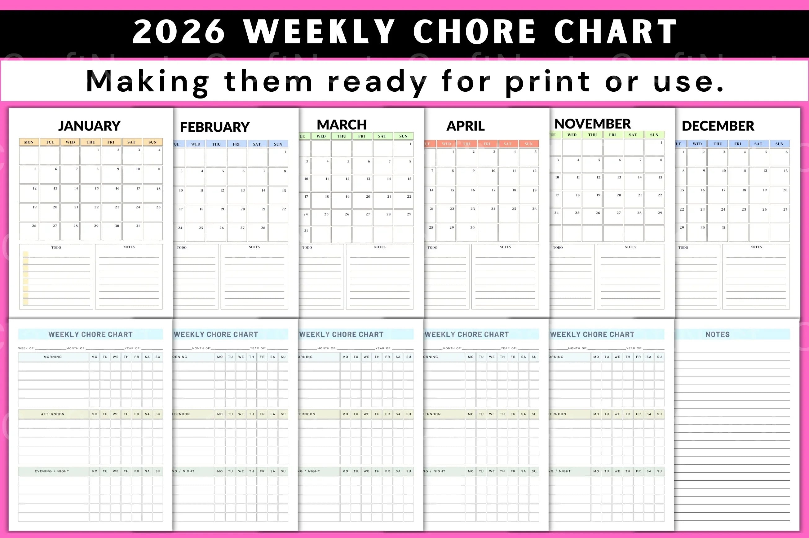 Weekly Chore Chart Template - CraftNest - Digital Crafting and Art