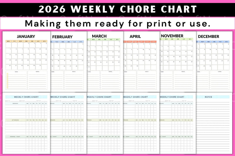Weekly Chore Chart Template - CraftNest - Digital Crafting and Art
