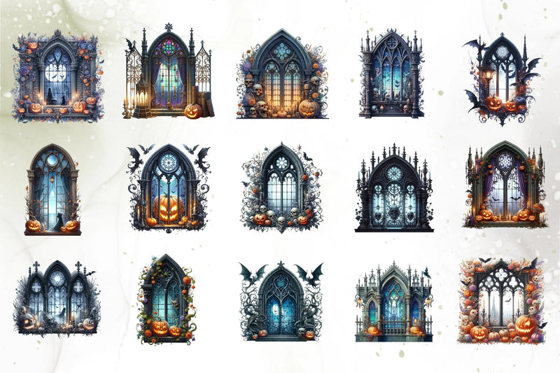 Halloween Window Clipart Bundle - CraftNest - Digital Crafting and Art