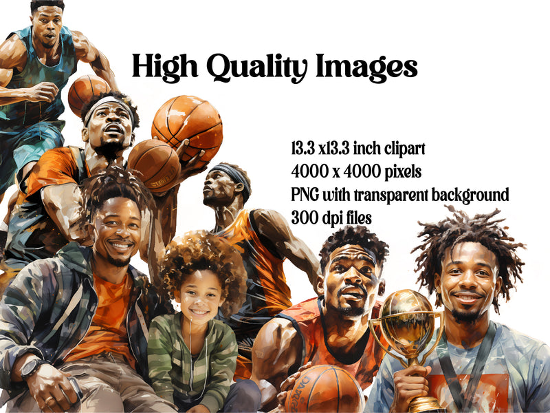 Afro-American Basketball Players Clipart - CraftNest