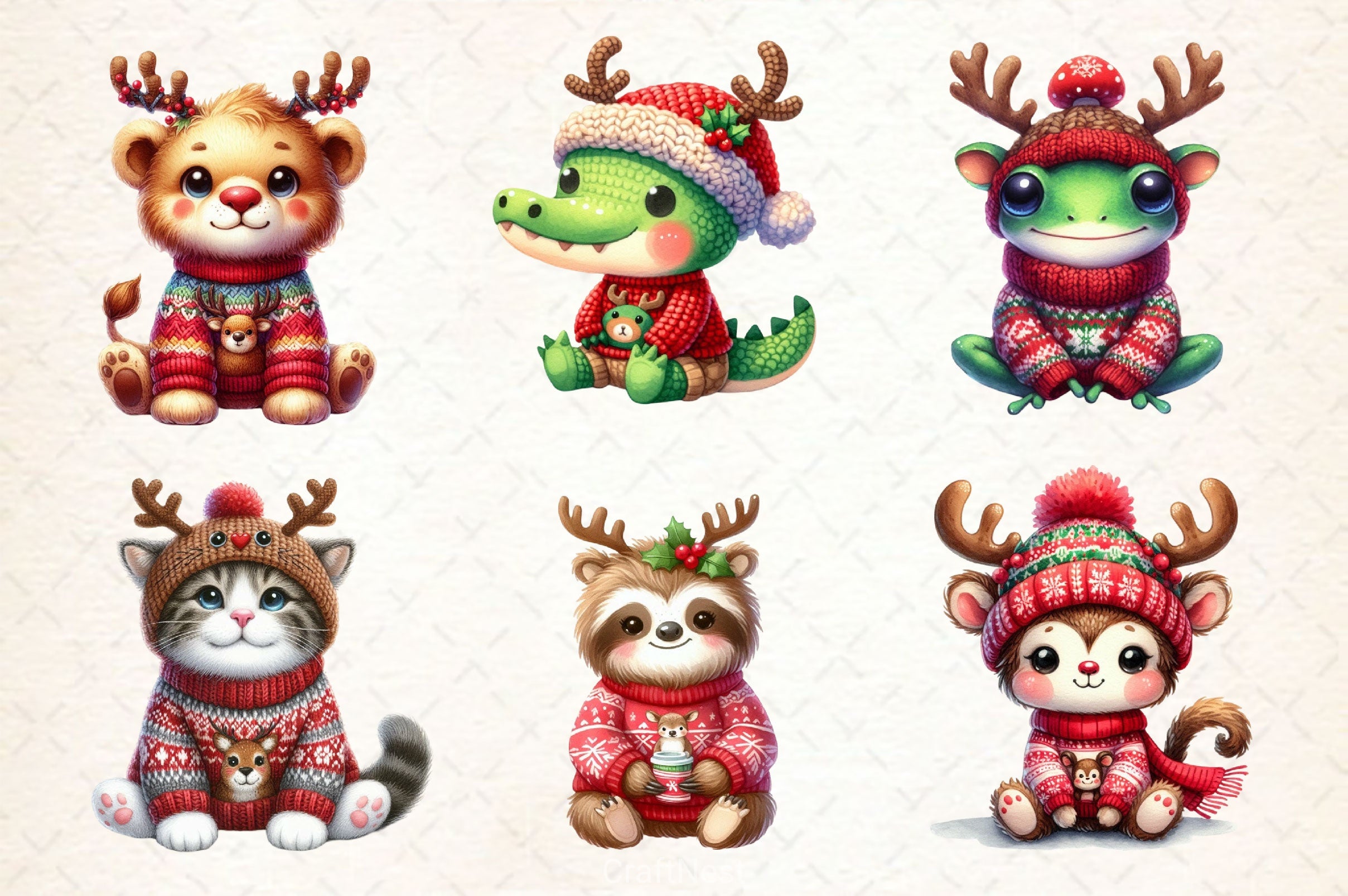 Christmas Animal Clipart Bundle 4 - CraftNest - Digital Crafting and Art